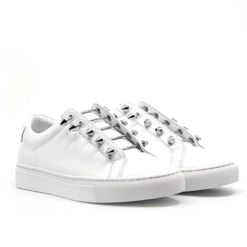 Joe White/Silver | Leather sneaker