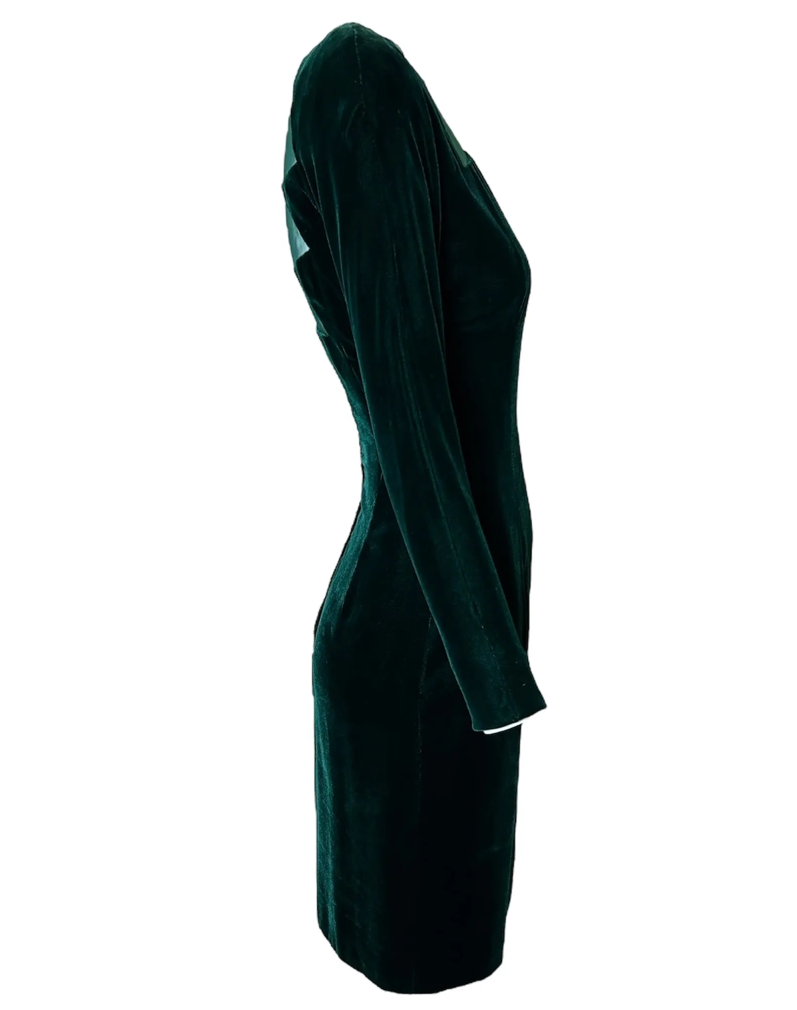 John Anthony Late 70s Emerald Velvet Cut-Out Lightning Dress