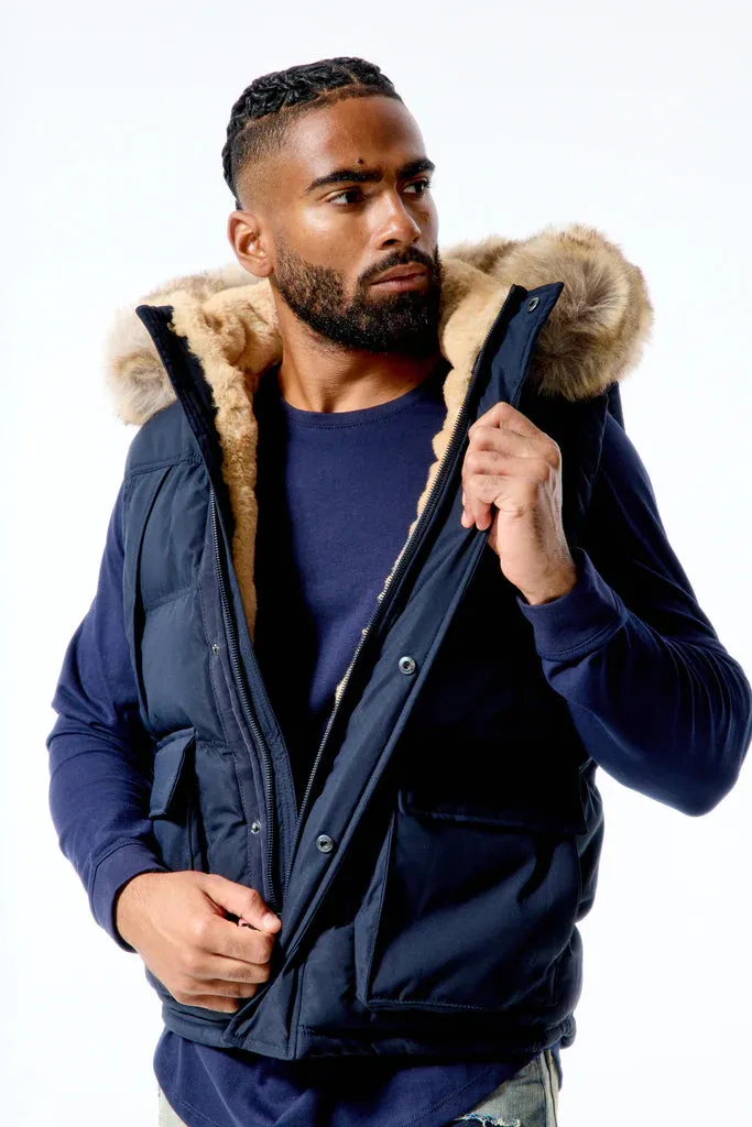 Jordan Craig YUKON FUR LINED PUFFER VEST (NAVY)