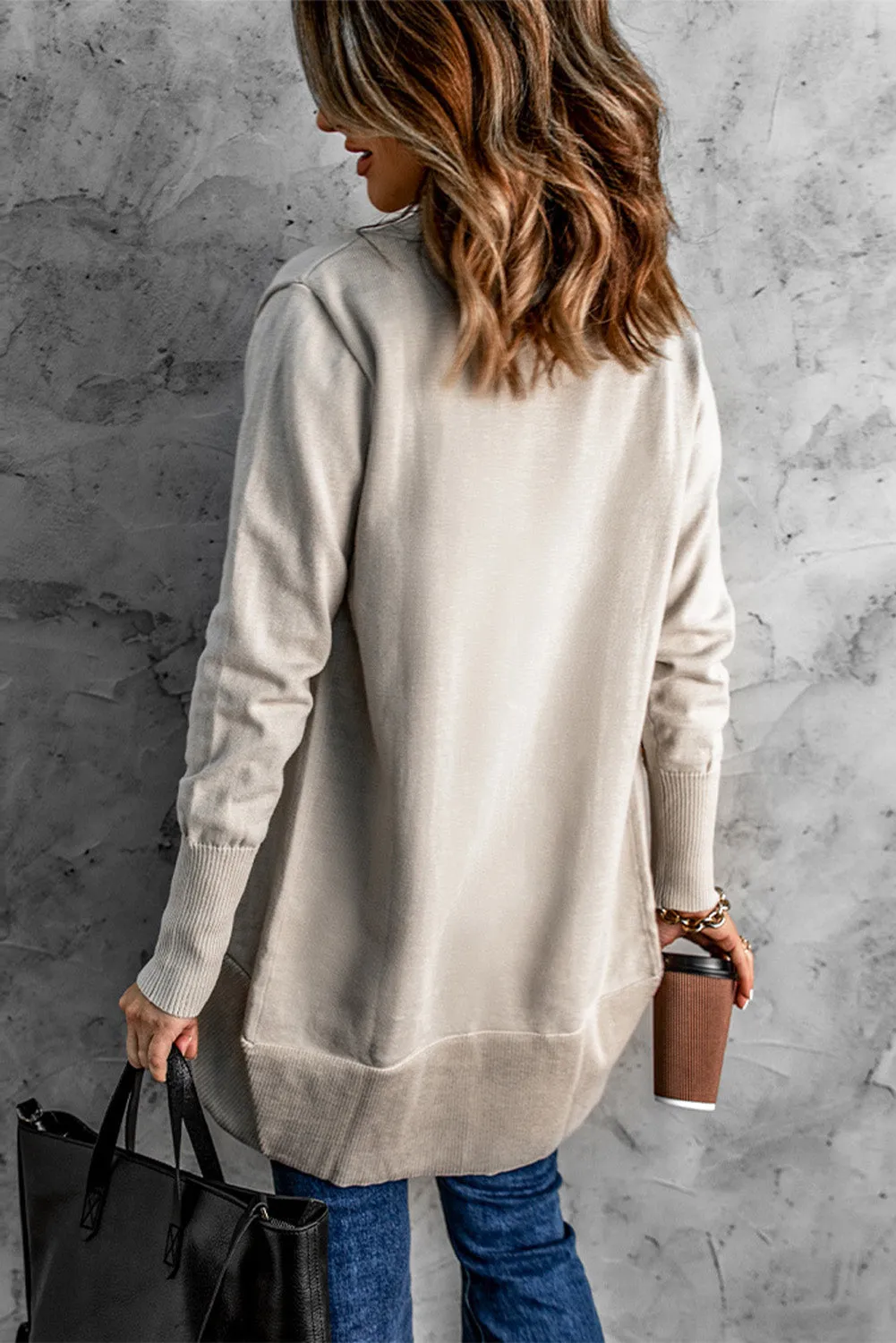 Khaki Super Soft Long Sleeve Open Cardigan