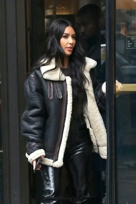 Kim Kardashian Original Leather with Faux Fur Jacket