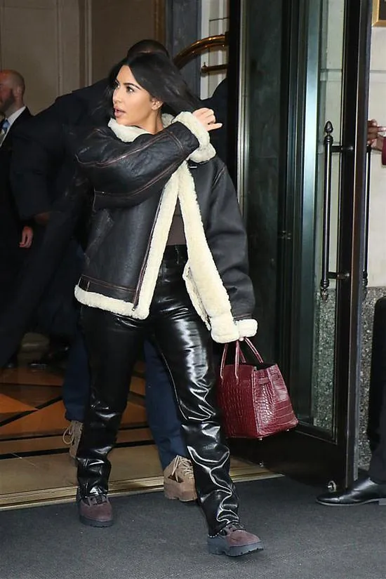 Kim Kardashian Original Leather with Faux Fur Jacket