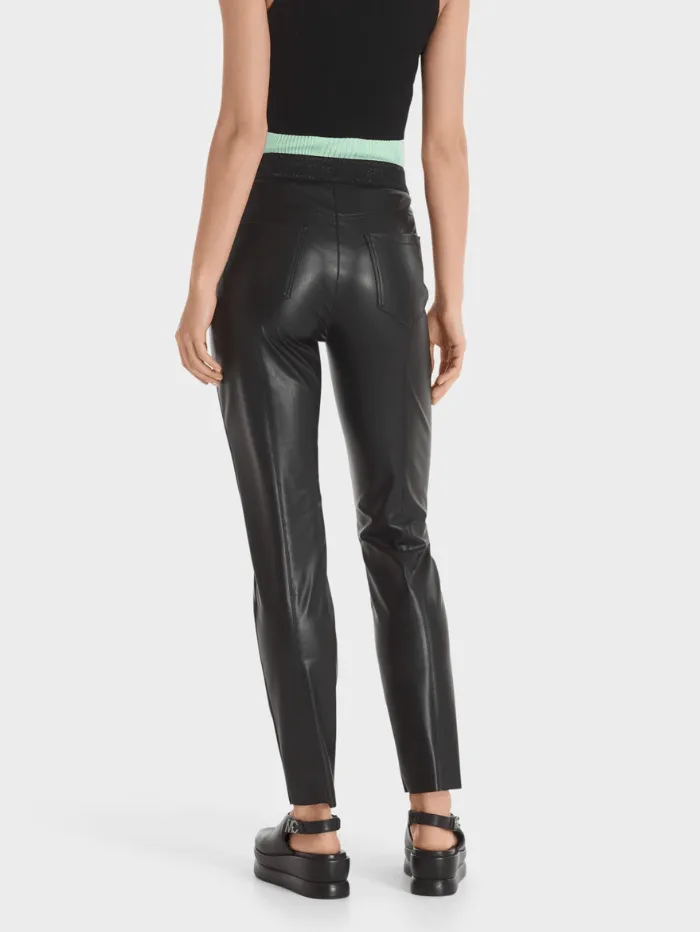 Marc Cain Collections T Black Faux Leather Trousers TC 82.18 J78 COL 900