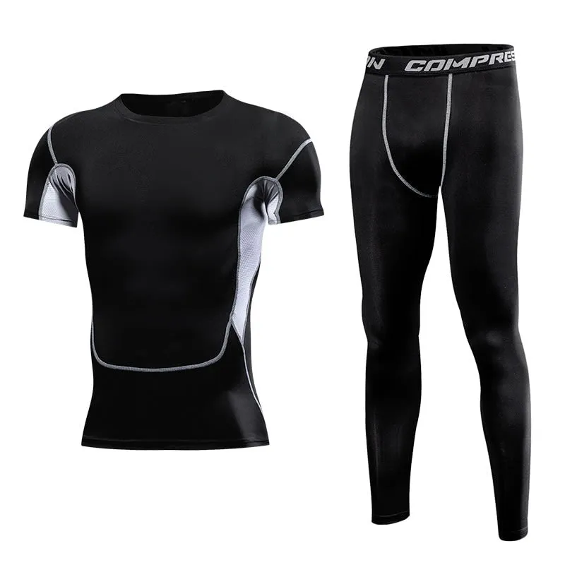 Men Clothing Sportswear Gym Fitness Compression Suits Running Set Sport Outdoor Jogging Quick Dry Tight