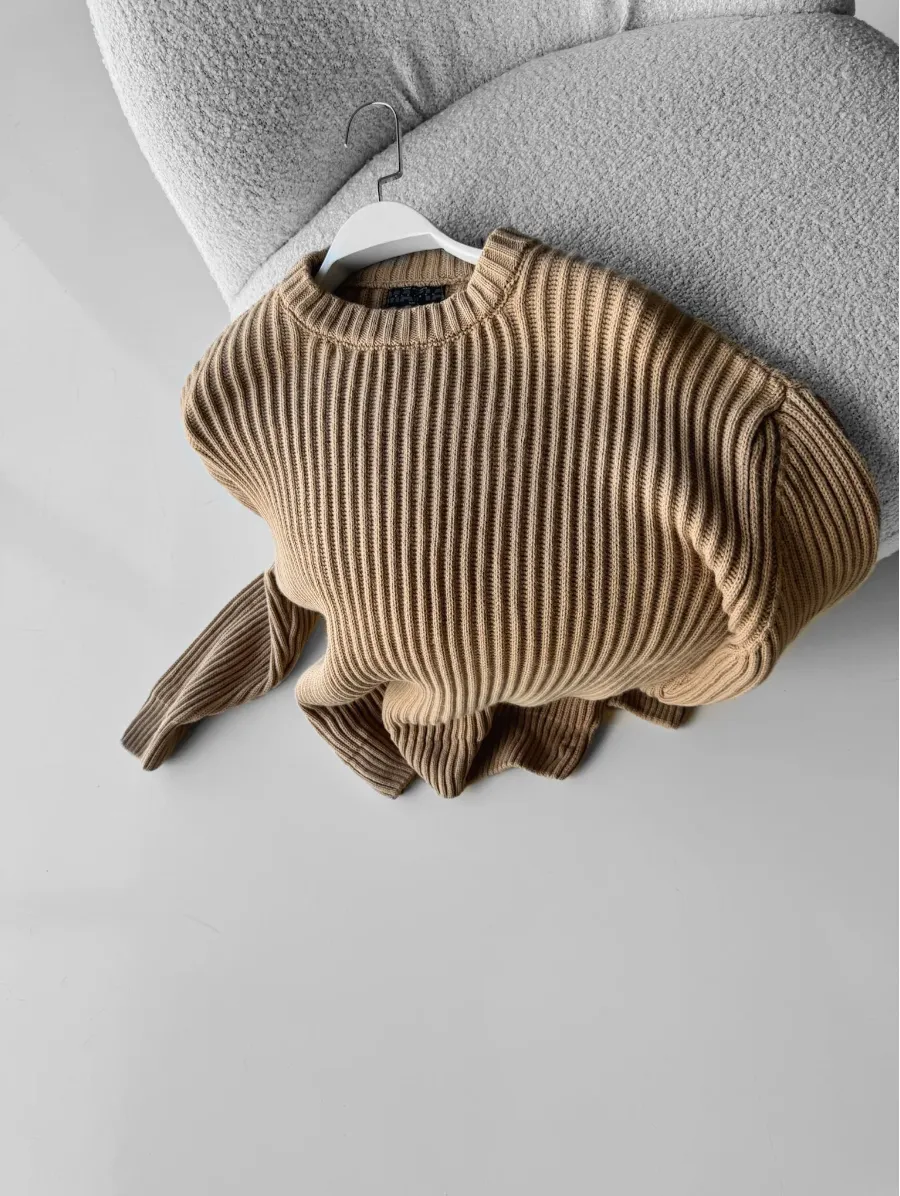 Men's Oversized Chunky Brown Knitted Jumper for a Warm Feel | Ideal for Autumn/Winter