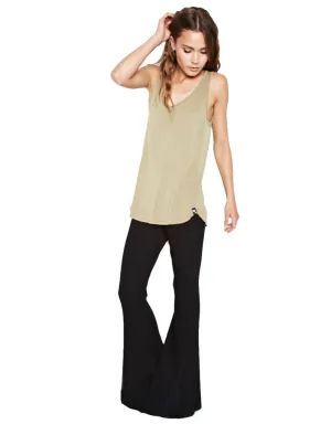 Michael Lauren Van Ribbed Bell Pant in Black