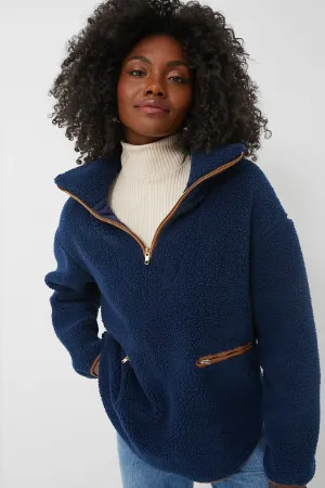 Navy Rhodes Shearling Quarter Zip