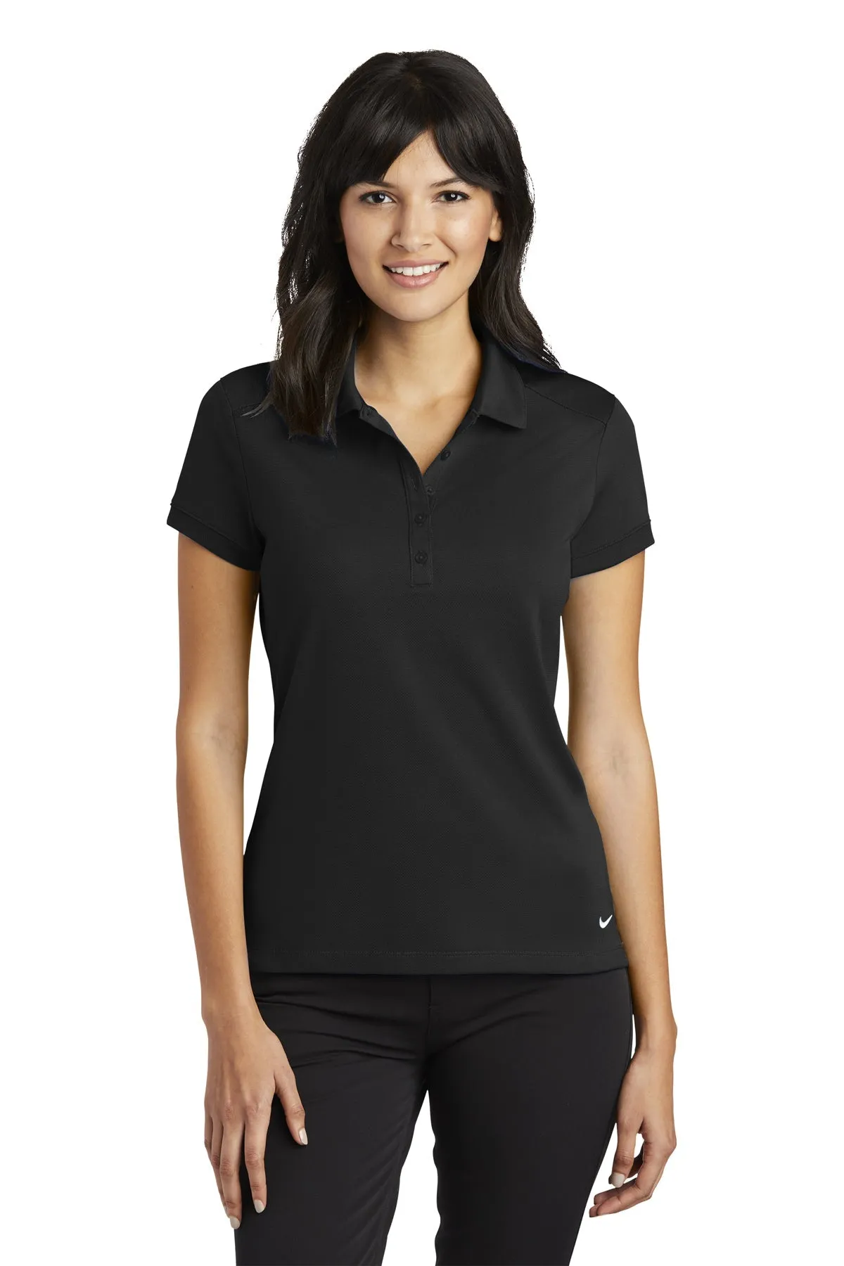 Nike Ladies Dri-FIT Icon Pique Modern Fit Custom Polos, Black