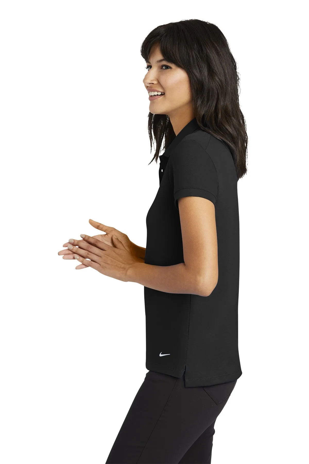 Nike Ladies Dri-FIT Icon Pique Modern Fit Custom Polos, Black