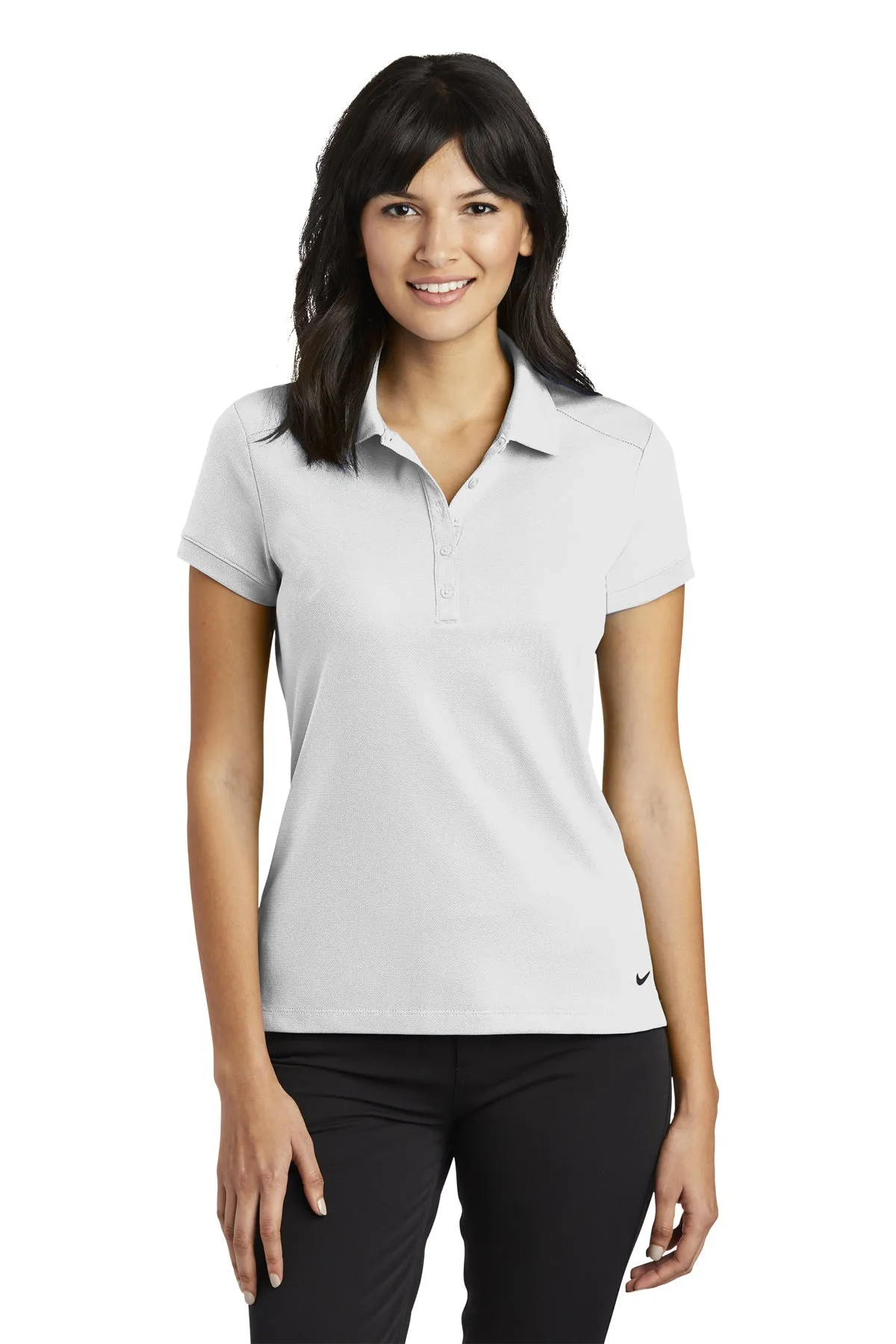 Nike Ladies Dri-FIT Icon Pique Modern Fit Custom Polos, White