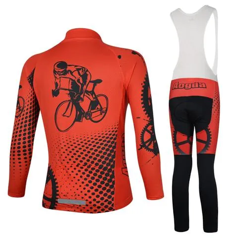 Red Cyclist Long Sleeve Cycling Jersey Set