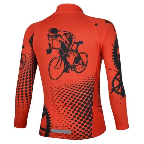 Red Cyclist Long Sleeve Cycling Jersey Set