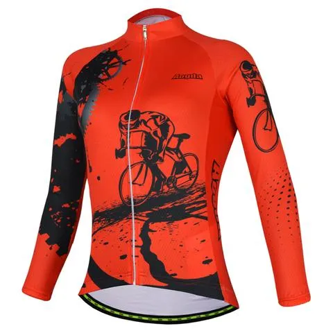 Red Cyclist Long Sleeve Cycling Jersey Set