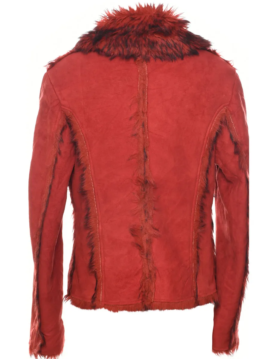 Red Shearling Y2K Jacket - S