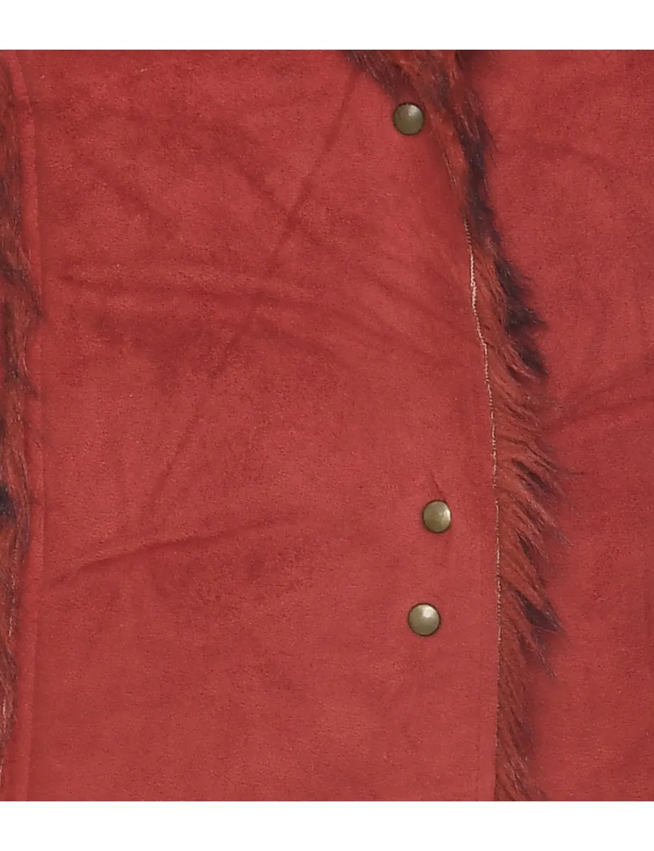 Red Shearling Y2K Jacket - S