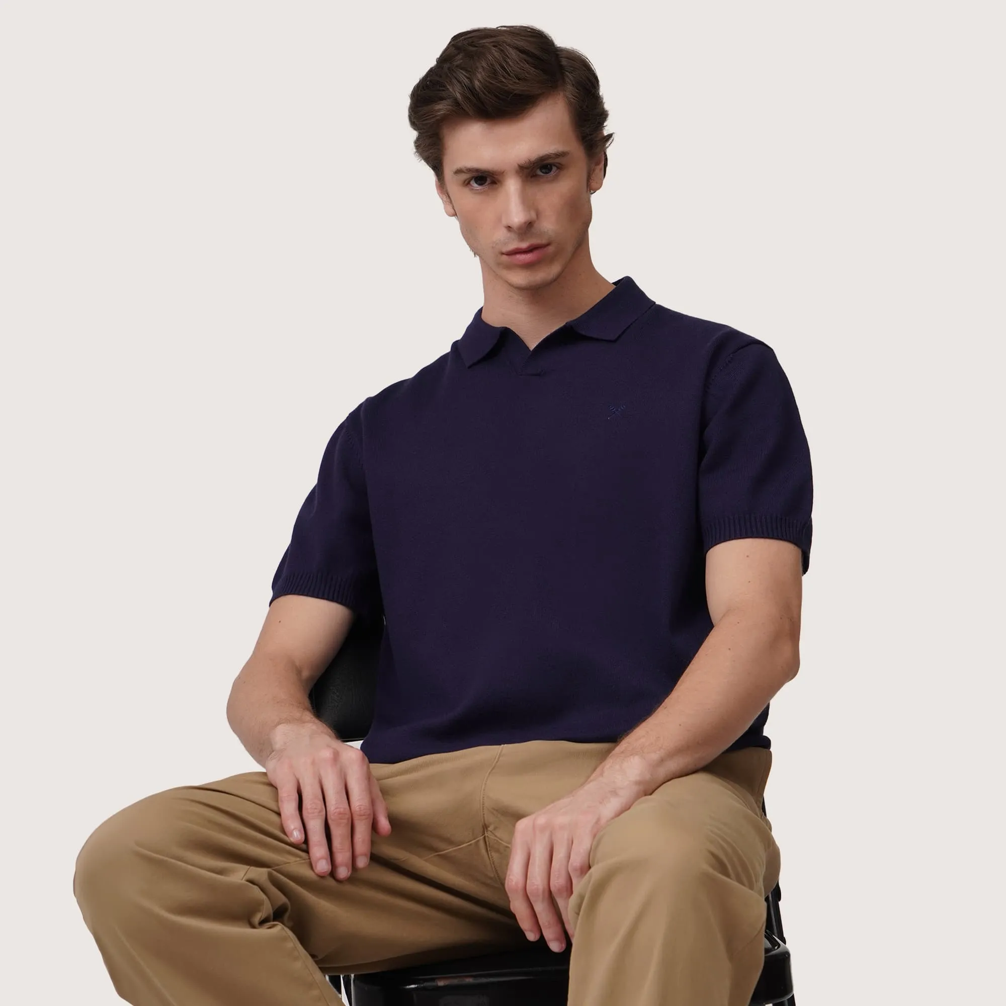 Regular Fit V-Placket Polo Shirt