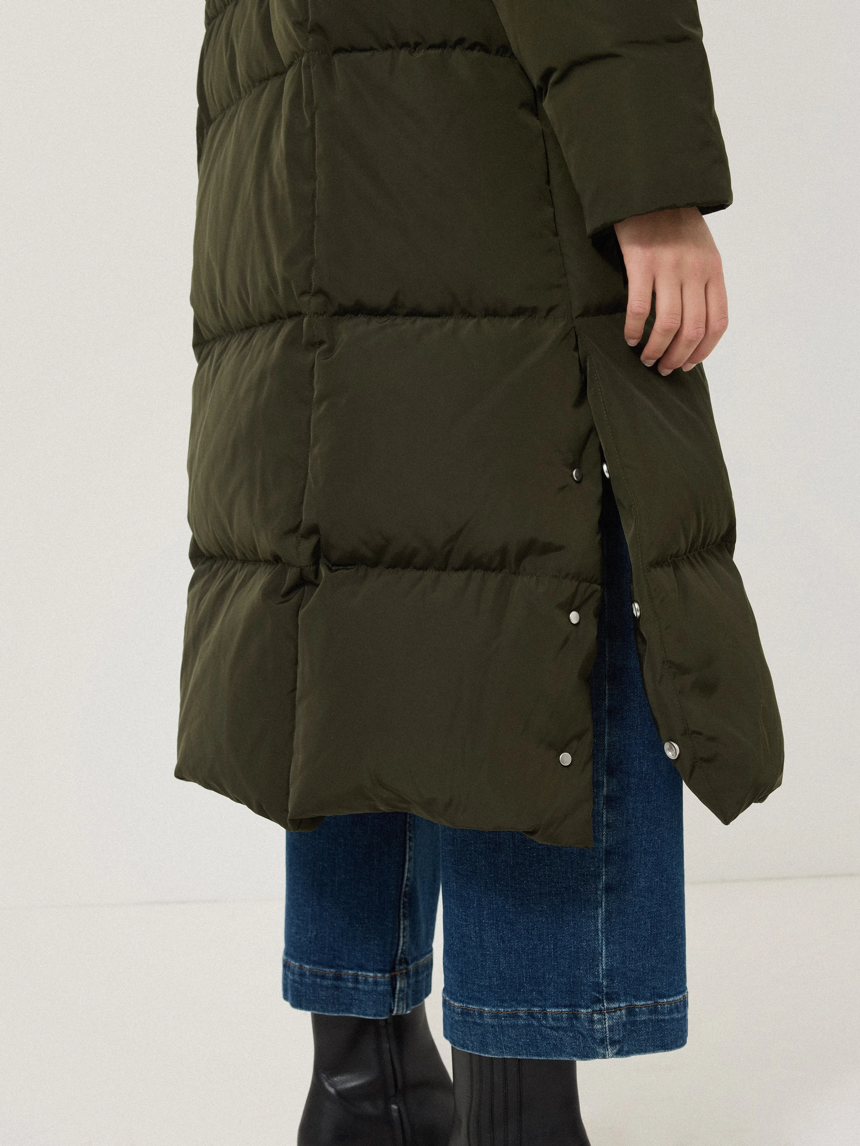 Relaxed Longline Puffer Coat | Dark Kale