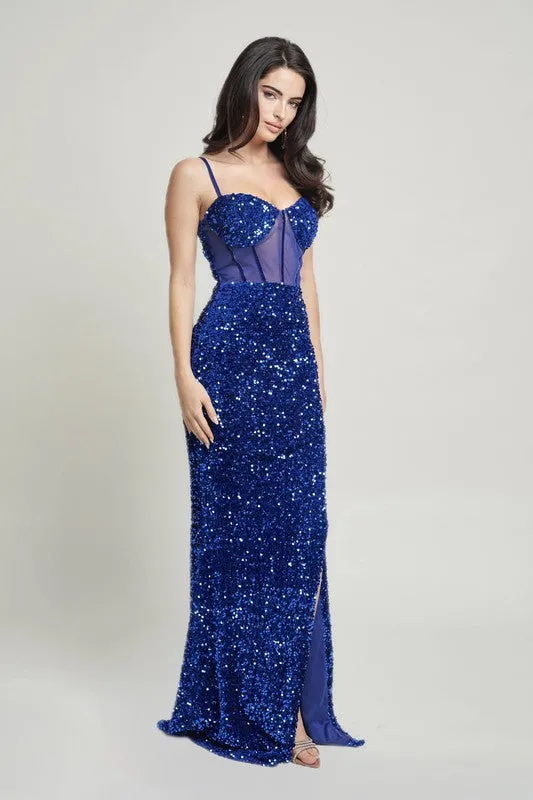 Royal Cecily Teddy Velvet Corset Maxi Dress