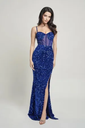 Royal Cecily Teddy Velvet Corset Maxi Dress