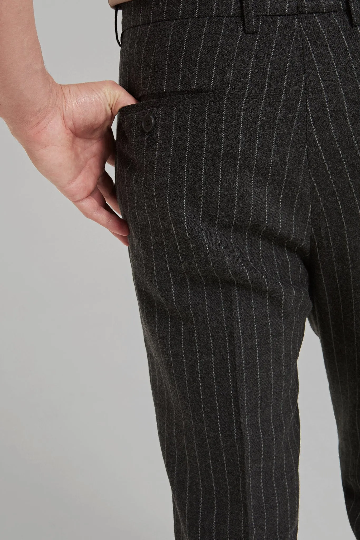 Slim Fit Wool Blend Pinstriped Trousers