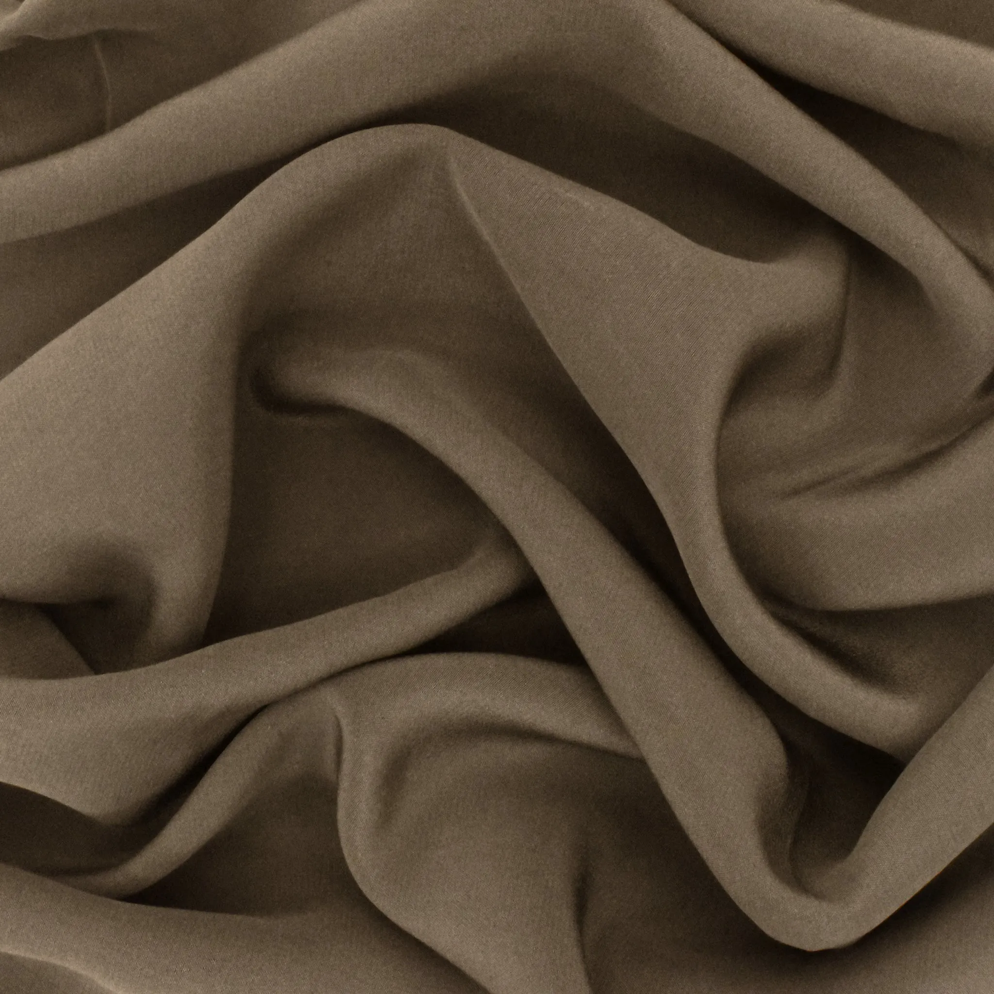 Spanish Moss Brown Silk Crepe De Chine Fabric