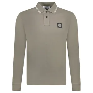 Stone Island Compass Logo Long Sleeve Polo Grey