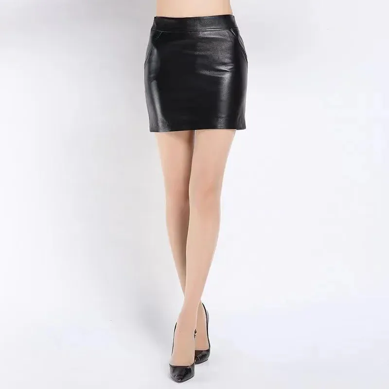 Trend4us Faux Leather Pencil Short Skirt