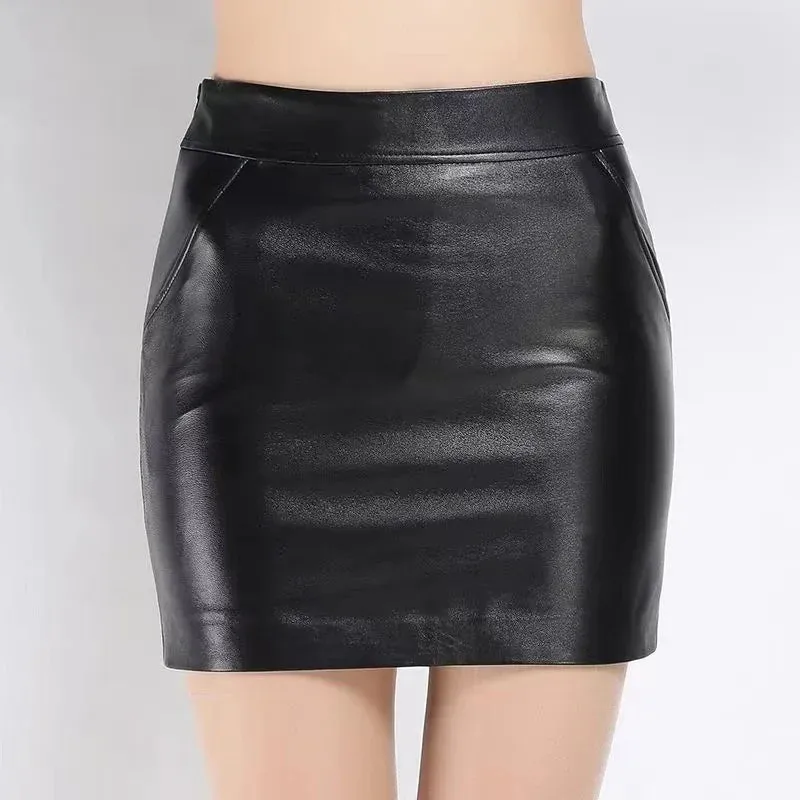 Trend4us Faux Leather Pencil Short Skirt