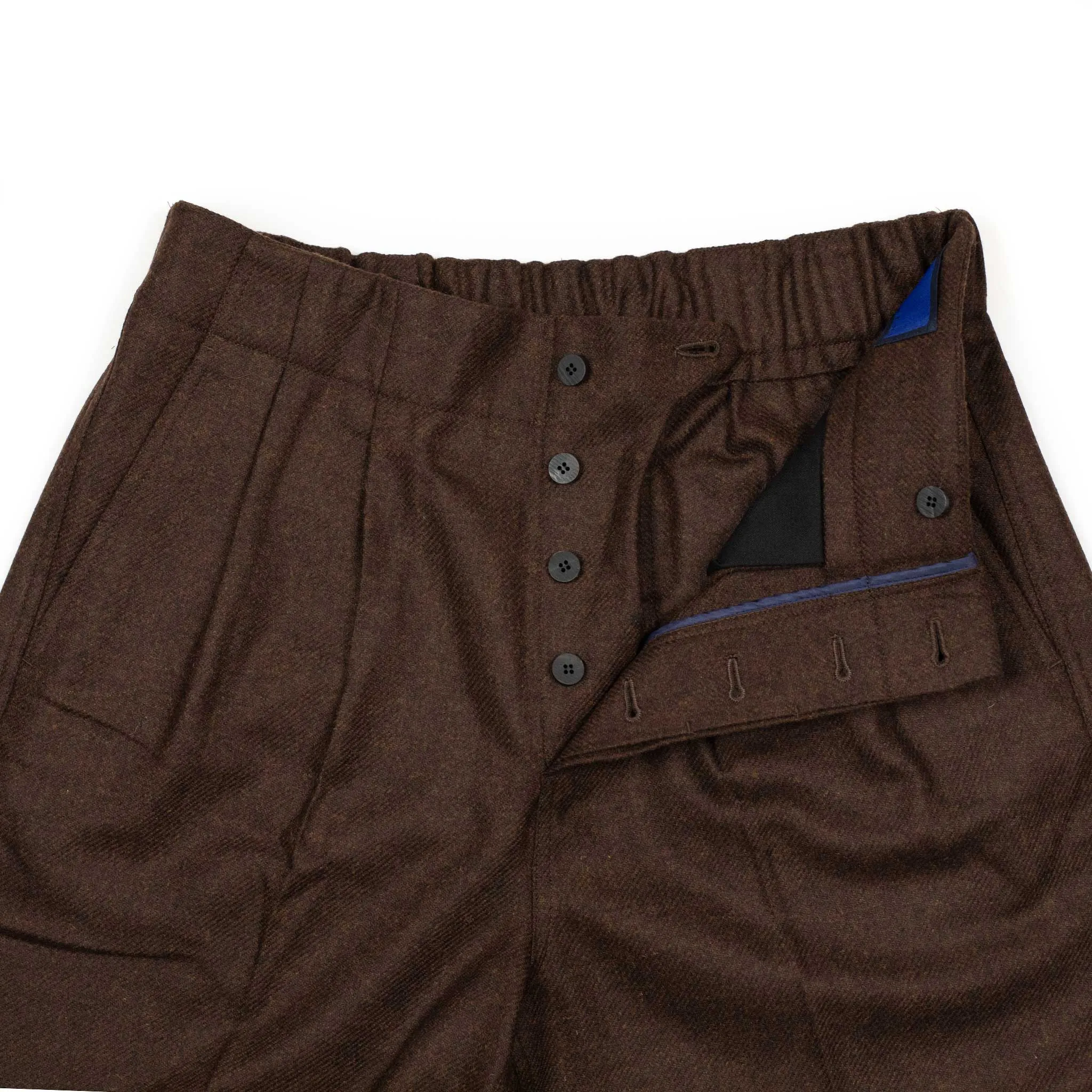 Two-tuck easy pants in brown melange Abraham Moon wool twill