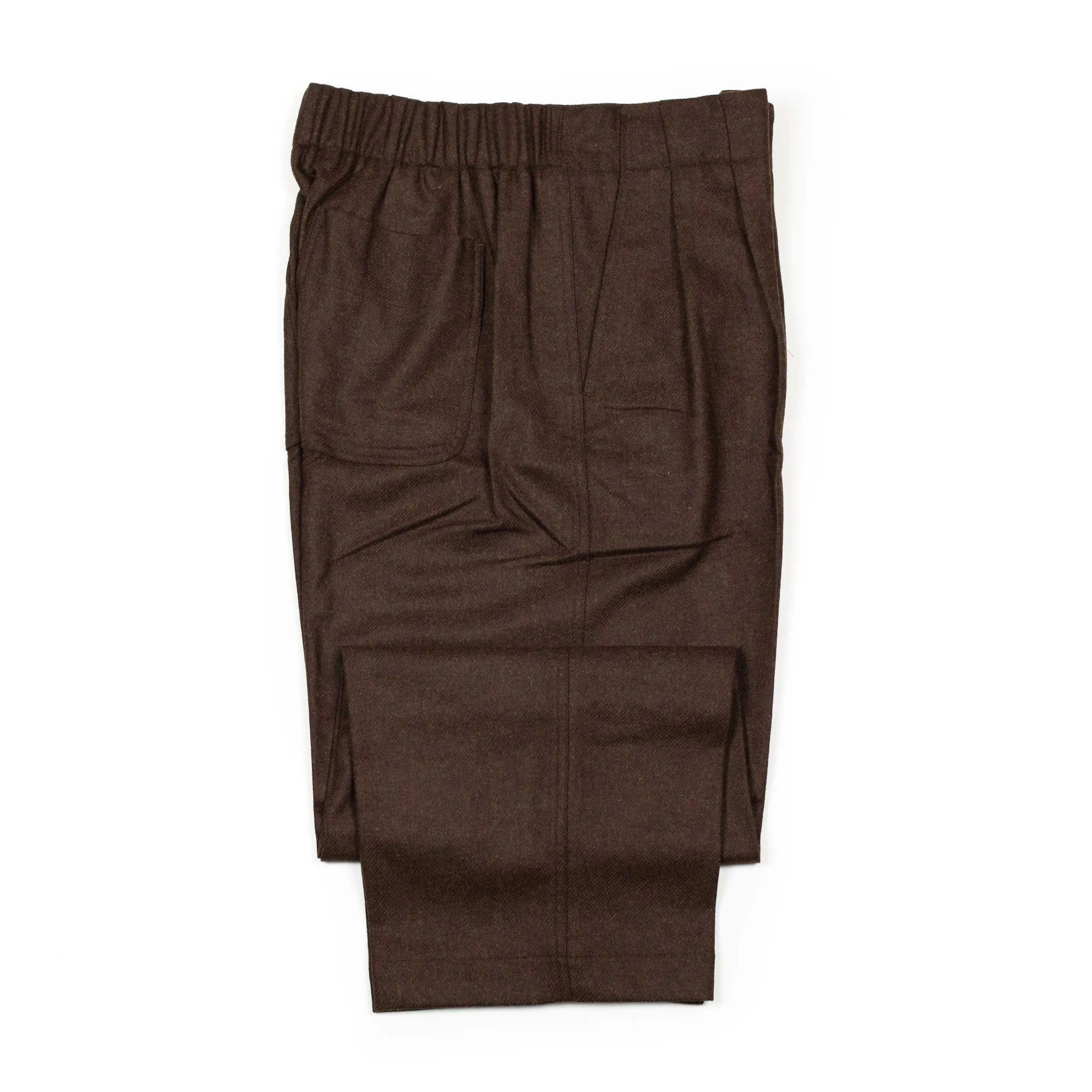 Two-tuck easy pants in brown melange Abraham Moon wool twill