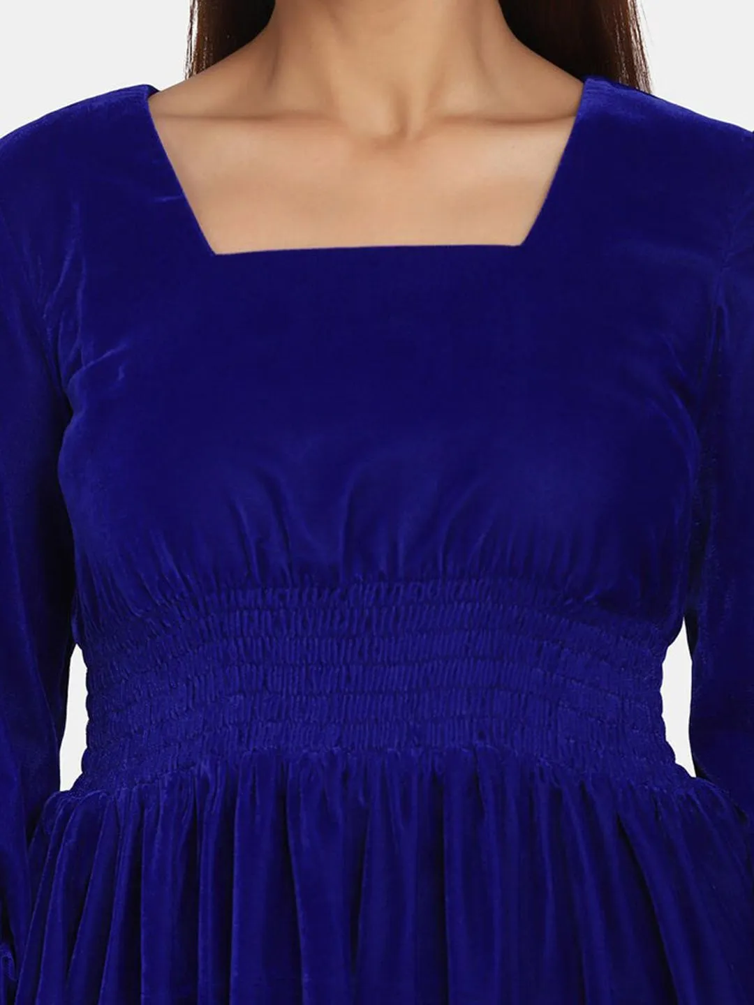 Velvet Evening Dress for Women - Royal Blue