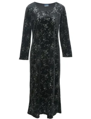 Velvet Snakeskin Finish Evening Dress - M