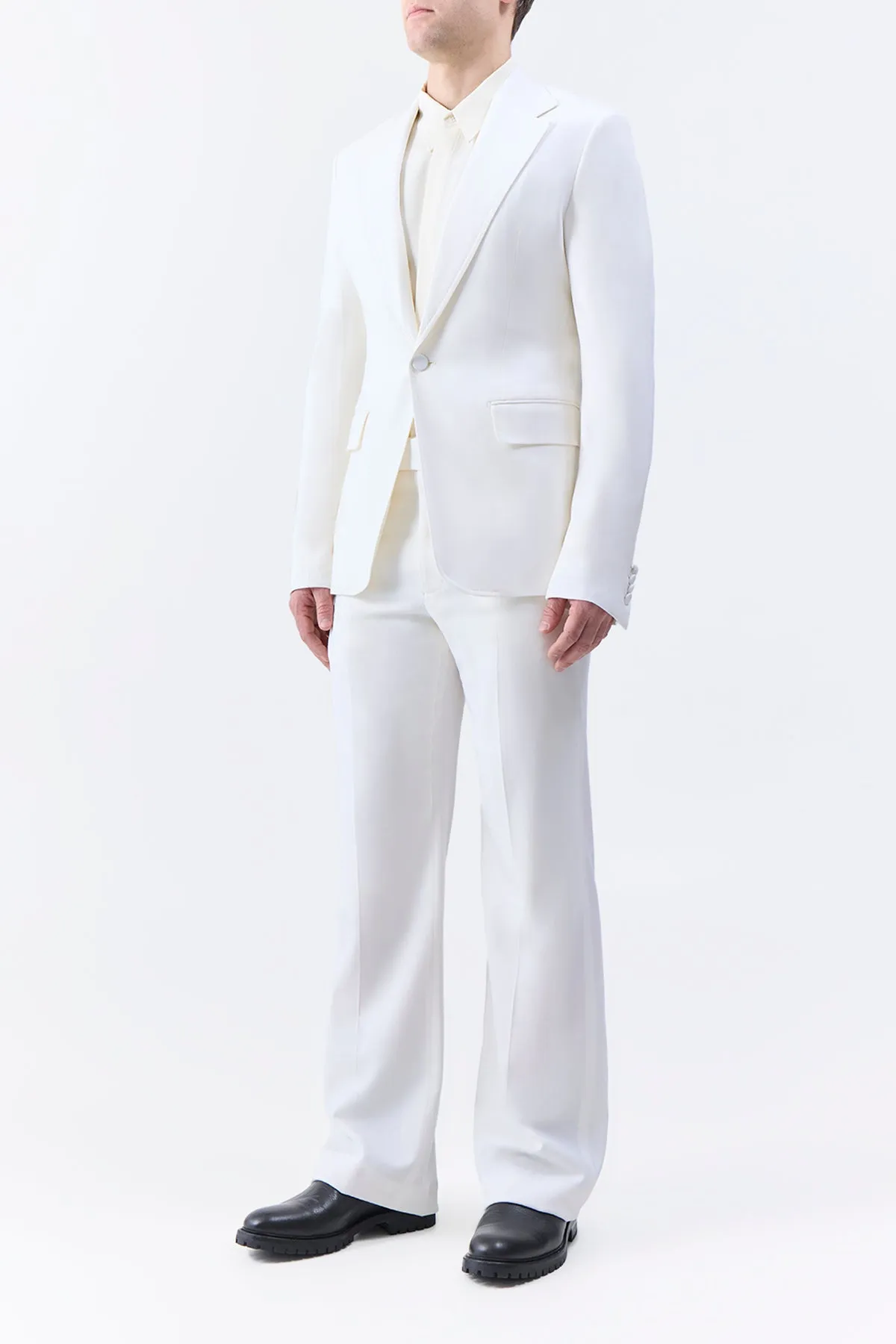 Vista Pant in Ivory Virgin Wool Twill