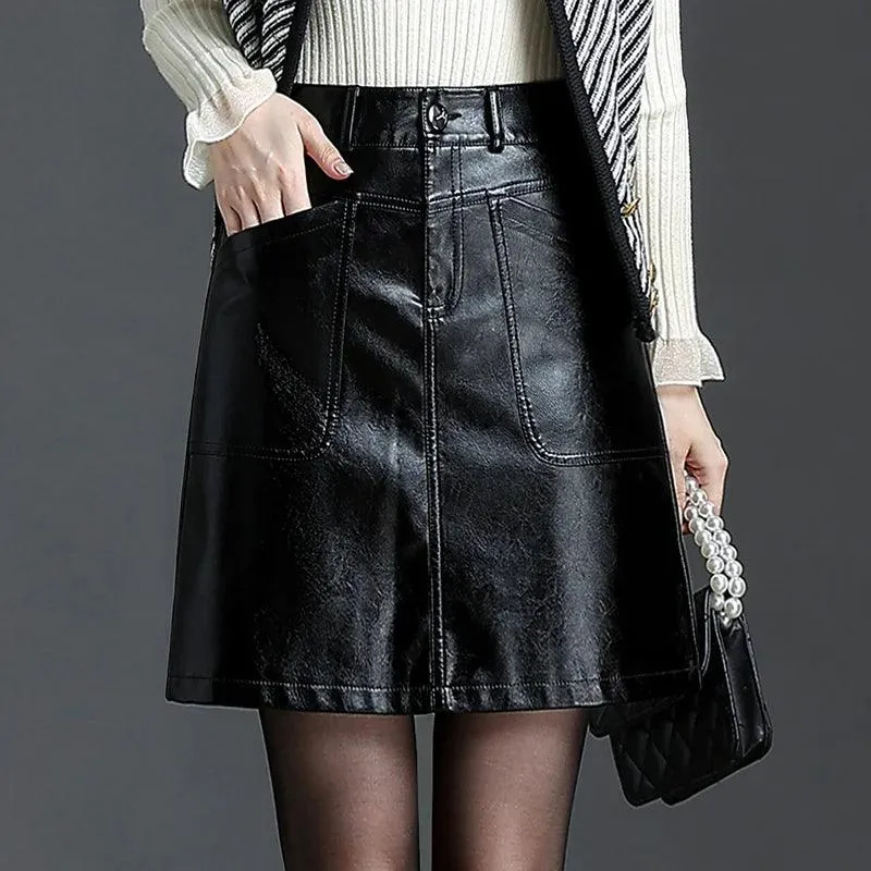 Women Leather Skirt - Mini Skirt