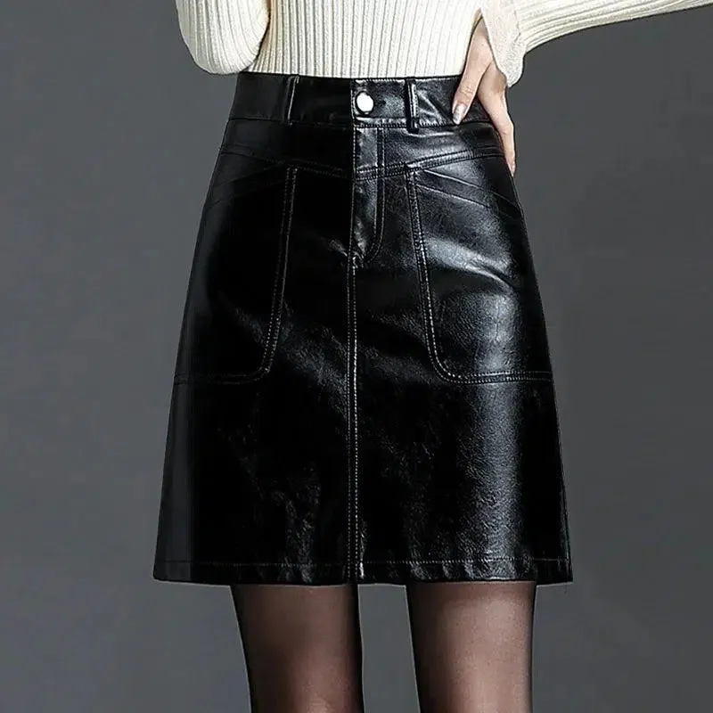 Women Leather Skirt - Mini Skirt