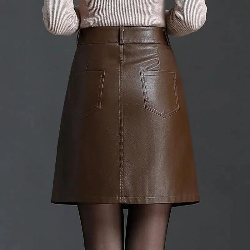 Women Leather Skirt - Mini Skirt