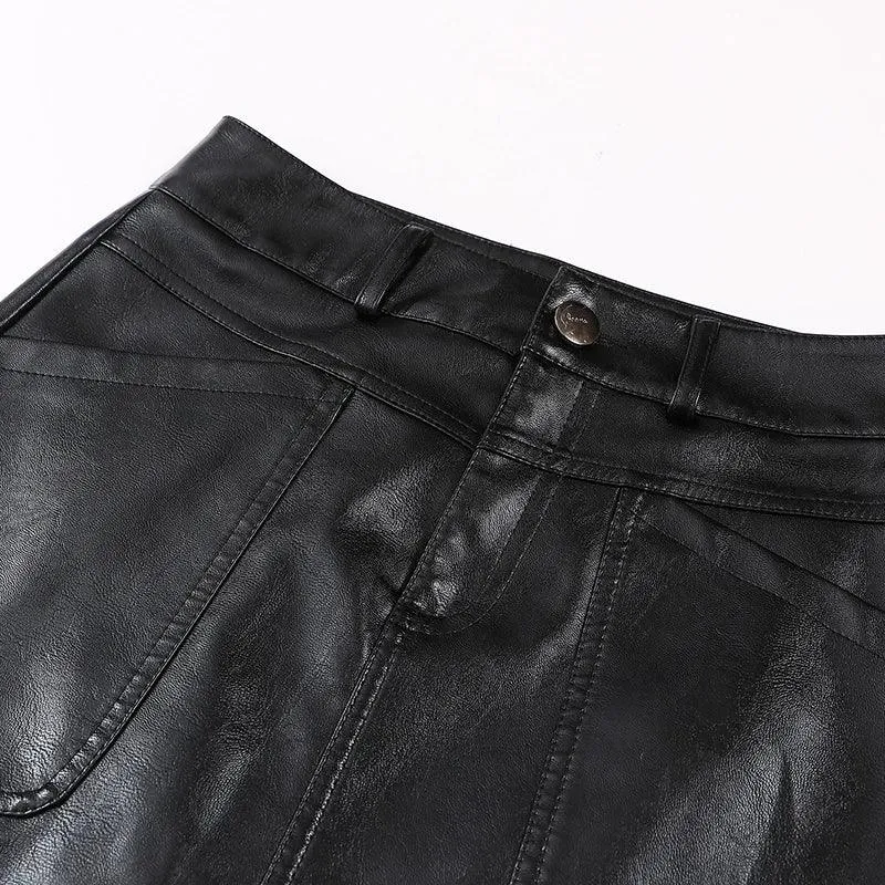 Women Leather Skirt - Mini Skirt