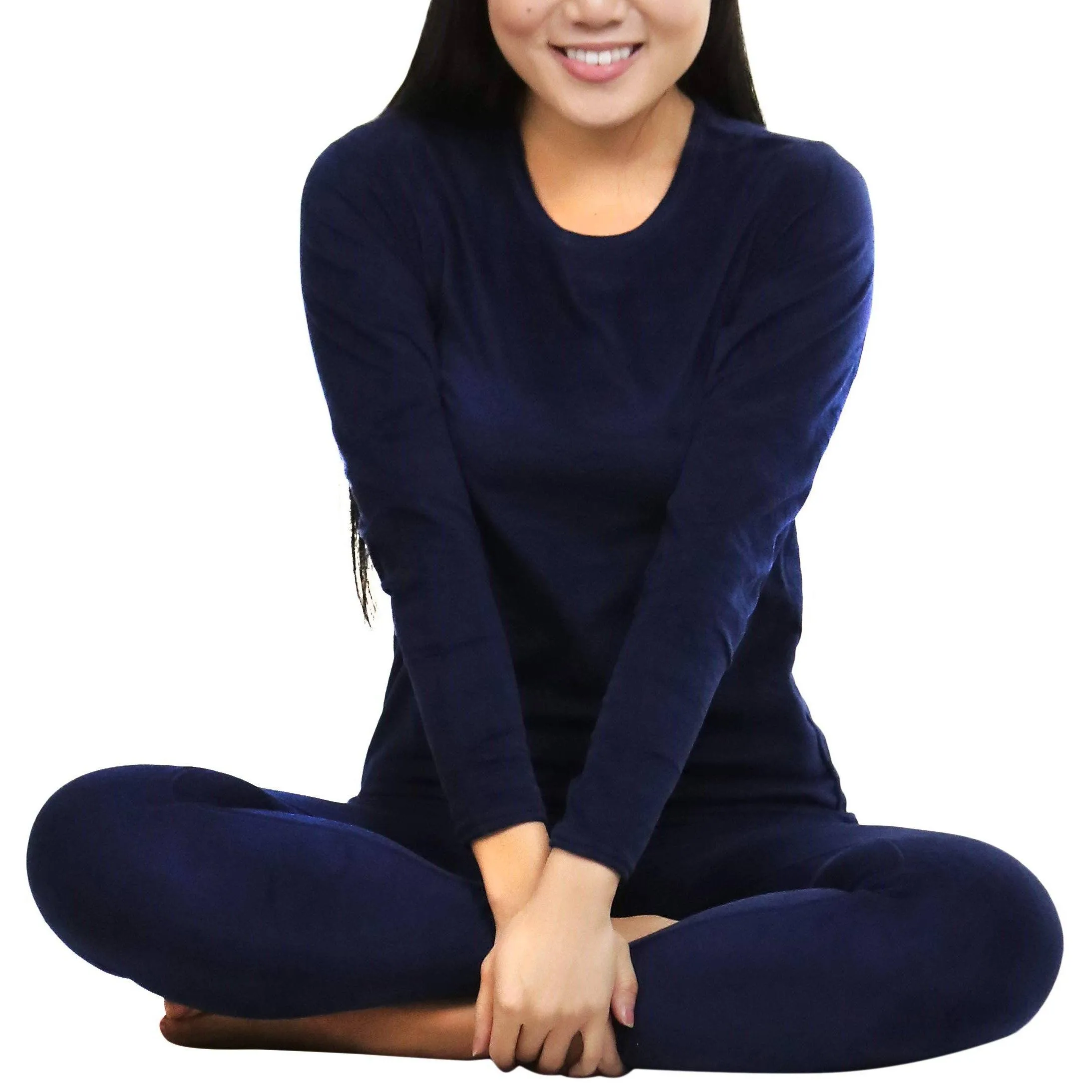 Women's Soft Velvet Long Sleeve Top and Bottom Thermal Set