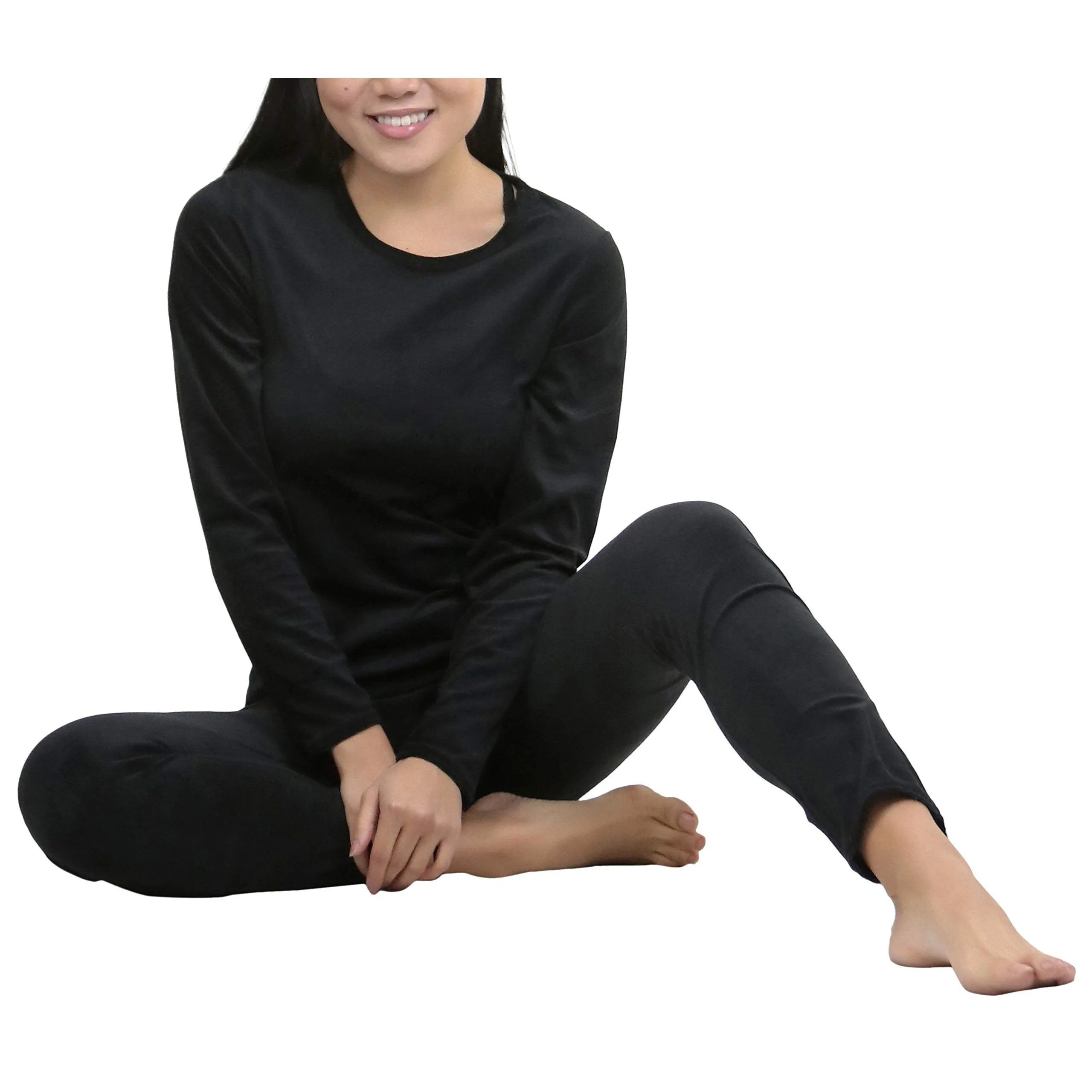 Women's Soft Velvet Long Sleeve Top and Bottom Thermal Set