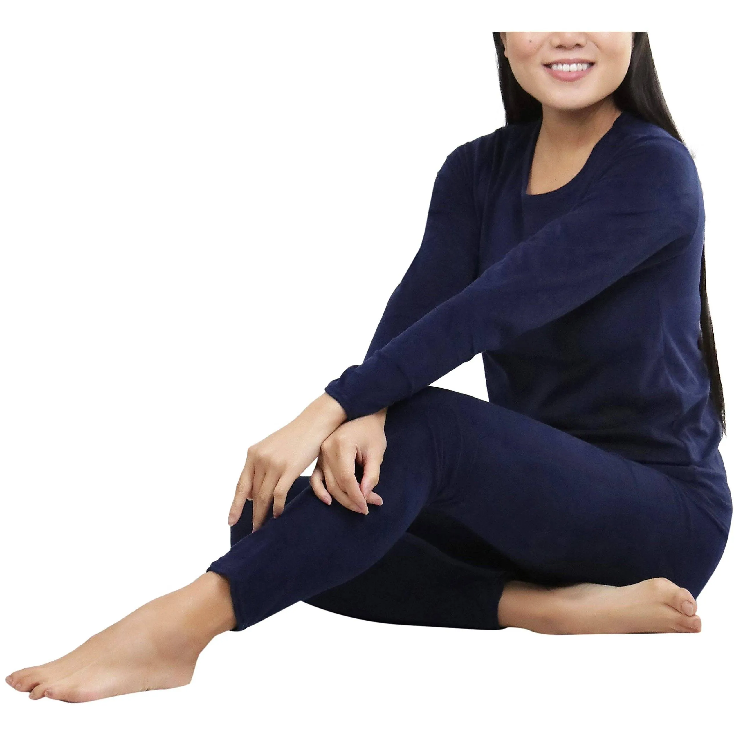 Women's Soft Velvet Long Sleeve Top and Bottom Thermal Set