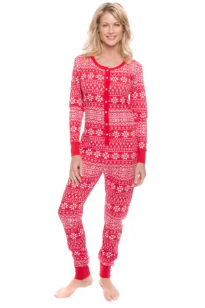 Women's Waffle Knit Thermal Onesie Pajama